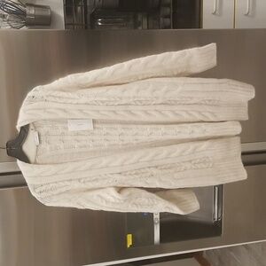💕VINCE💕 Braided Cable Cardigan Alpaca Wool Blend ~ Cream NWT